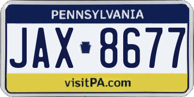 PA license plate JAX8677