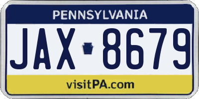PA license plate JAX8679