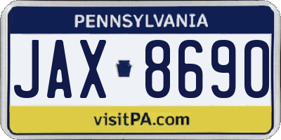 PA license plate JAX8690
