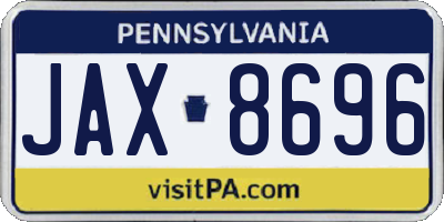 PA license plate JAX8696