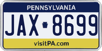 PA license plate JAX8699