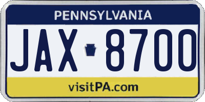 PA license plate JAX8700