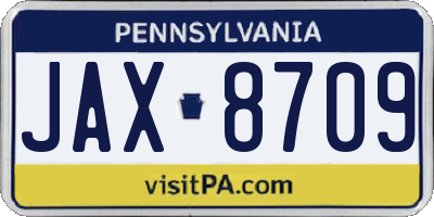 PA license plate JAX8709