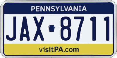 PA license plate JAX8711