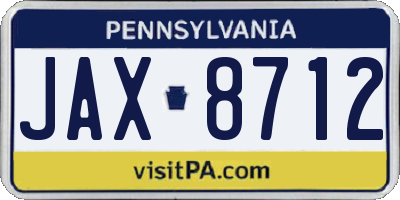 PA license plate JAX8712