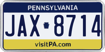 PA license plate JAX8714
