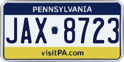 PA license plate JAX8723