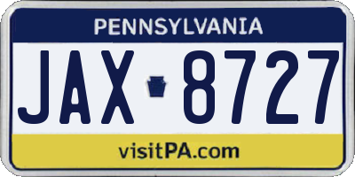 PA license plate JAX8727