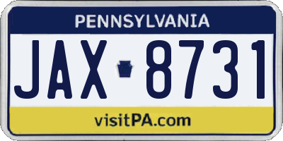 PA license plate JAX8731