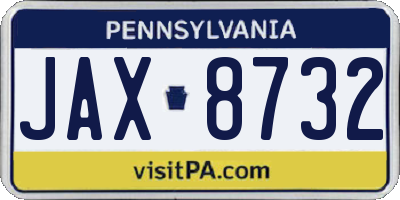 PA license plate JAX8732
