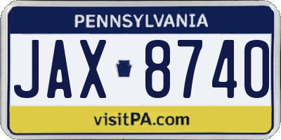 PA license plate JAX8740