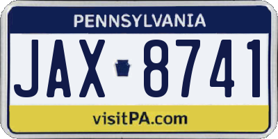 PA license plate JAX8741