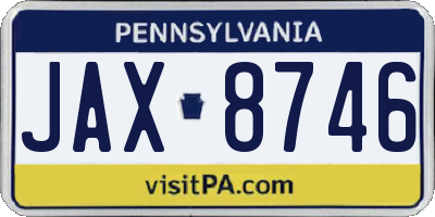 PA license plate JAX8746