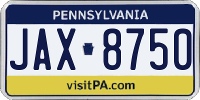 PA license plate JAX8750