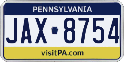 PA license plate JAX8754