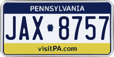 PA license plate JAX8757