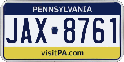 PA license plate JAX8761