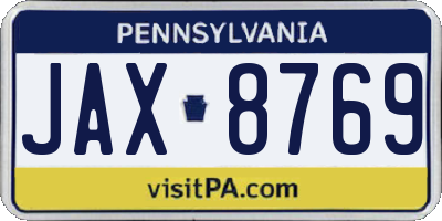 PA license plate JAX8769