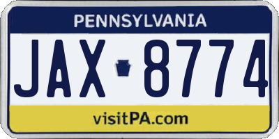 PA license plate JAX8774
