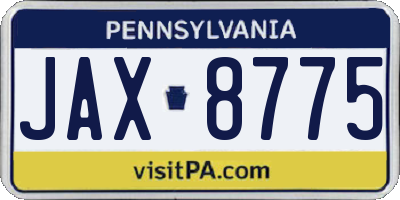 PA license plate JAX8775