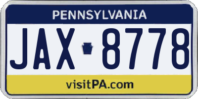 PA license plate JAX8778