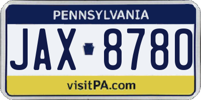 PA license plate JAX8780