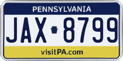 PA license plate JAX8799