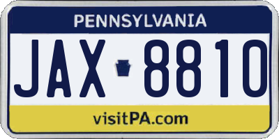 PA license plate JAX8810