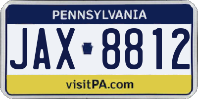 PA license plate JAX8812