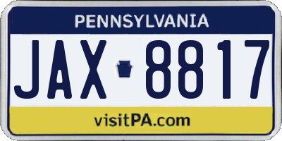 PA license plate JAX8817