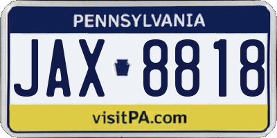 PA license plate JAX8818