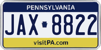 PA license plate JAX8822