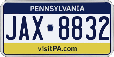 PA license plate JAX8832