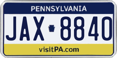 PA license plate JAX8840