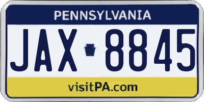 PA license plate JAX8845
