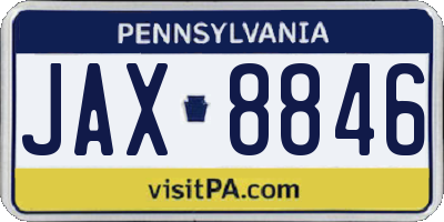 PA license plate JAX8846