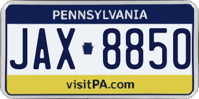 PA license plate JAX8850