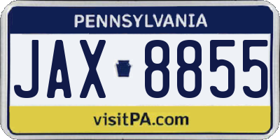 PA license plate JAX8855