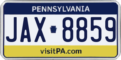 PA license plate JAX8859