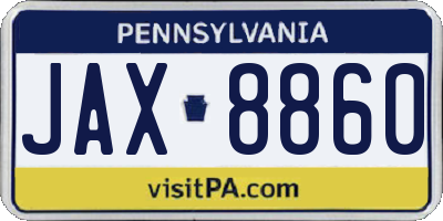 PA license plate JAX8860