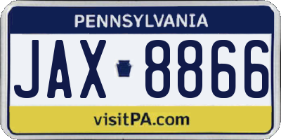 PA license plate JAX8866