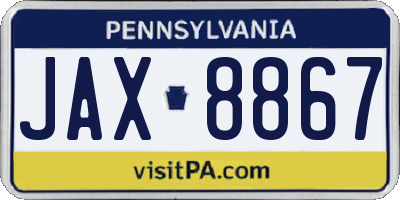 PA license plate JAX8867