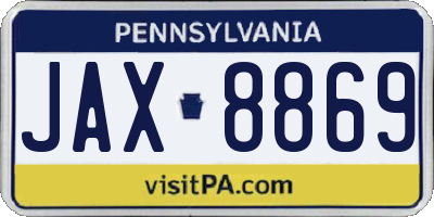 PA license plate JAX8869