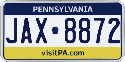 PA license plate JAX8872