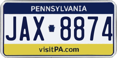 PA license plate JAX8874