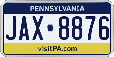 PA license plate JAX8876