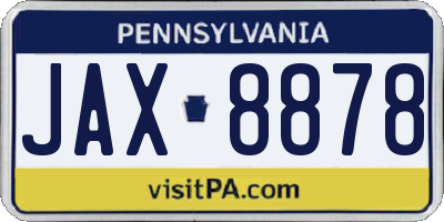 PA license plate JAX8878