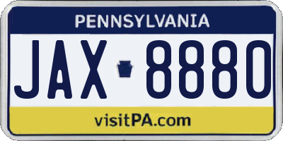 PA license plate JAX8880