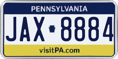 PA license plate JAX8884