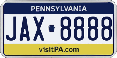 PA license plate JAX8888